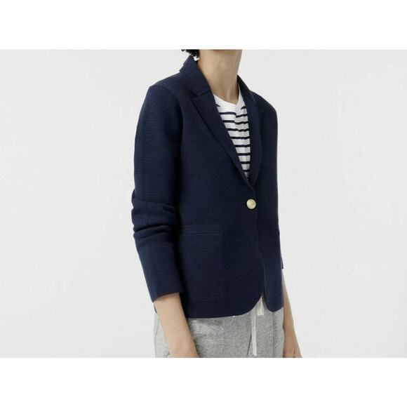 J Crew Blazer Womens Medium Black Sweater Knit Wool Blend Sophie One Button - Picture 1 of 10